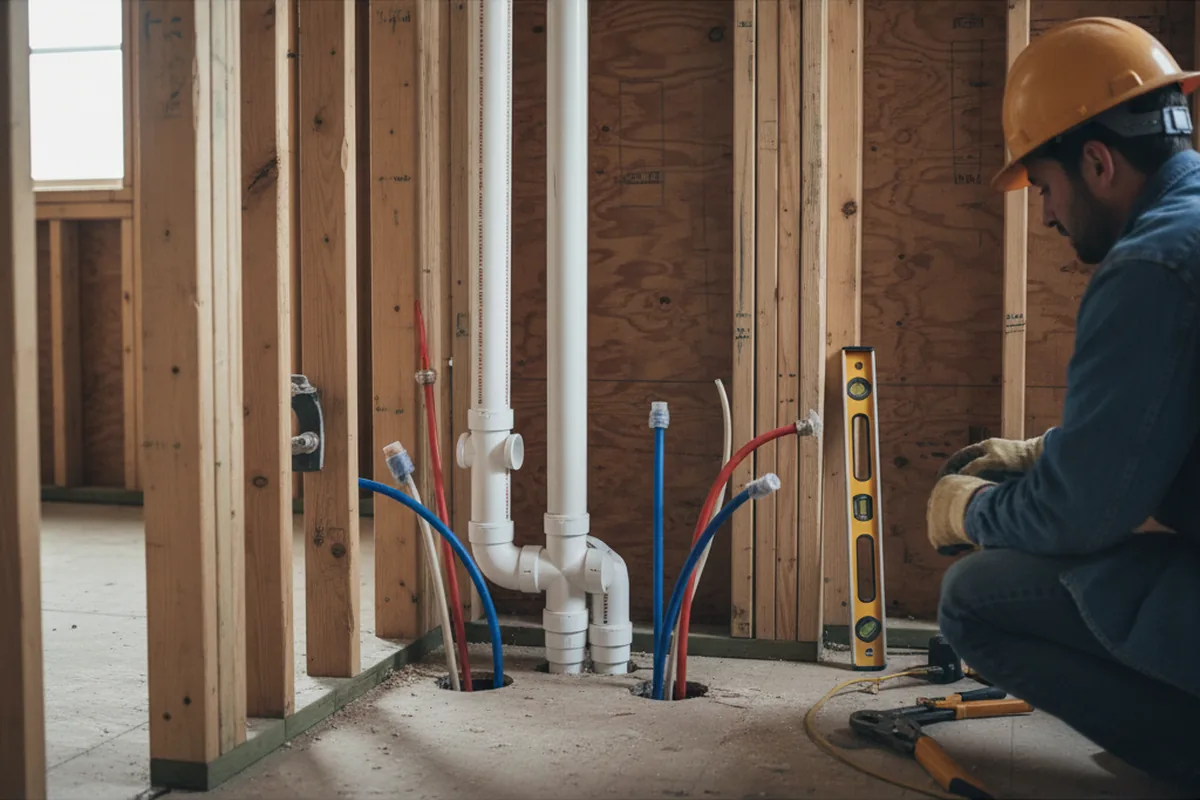 Drain and supply rough-in during Leak Detection in Mojave